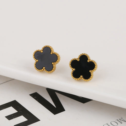 Adjustable Gold-Plated Stainless Steel Plant Flower Bracelet for Women – Trendy Clover Design with Five Leaf Petals, Waterproof & Anti-Allergic Jewelry Gift